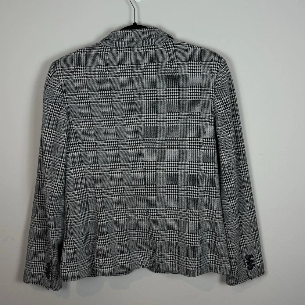 Talbots Aberdeen Houndstooth Blazer Black white Womens sz 6 business‎ casual
